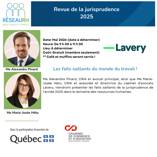 Revue de la juriprudence Présenté par Réseau RH Bois-Francs Érable