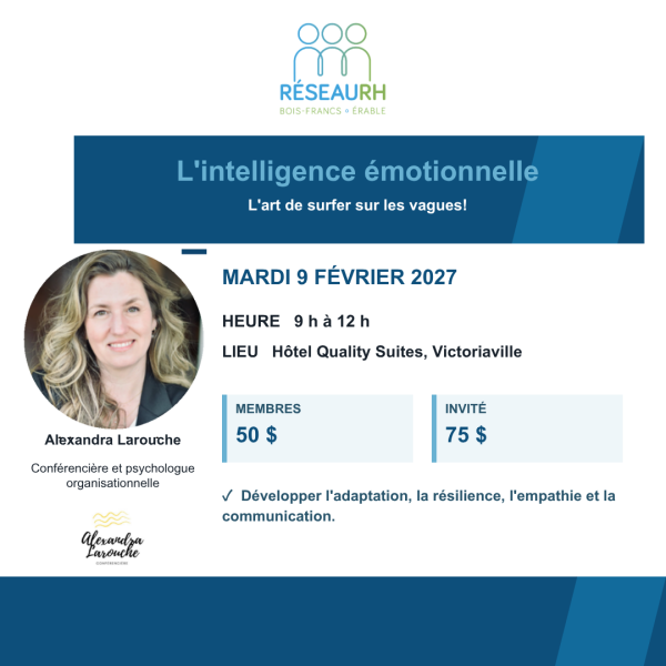 Formation Réseau RH Bois-Francs Érable - L’intelligence émotionnelle, l’art de surfer sur les vagues!
